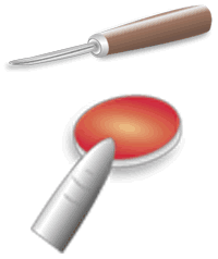 Illustrated burnisher and cabochon